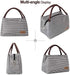 Buringer Reusable Insulated Lunch Bag Cooler Tote Box Meal Prep for Men & Women Work Picnic or Travel (Grey White Stripes)