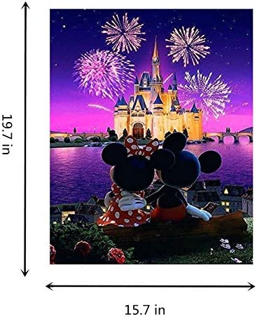 TINDAY Disney DIY Acrylic Paint by Number Kits for Adults Kids Child Beginner Mickey DIY Canvas Painting by Numbers Minnie DIY Painting Acrylic Painting Paint by Numbers Castle 16x20 Inch