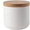 Food Storage Jar Strong Ceramic Storage Canisters with Airtight Seal Bamboo Lid Modern Design Seal Damp-Proof Kitchen Jar for Coffee, Tea, Spice and More (White(S: 8.2x8.3cm))