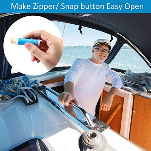 Snap and Zipper Lubricant Zip Wax for Boat Care Marine Snap Lube Stick Tube for Boat, Canvas, Wetsuit Drysuit, Bimini Snap