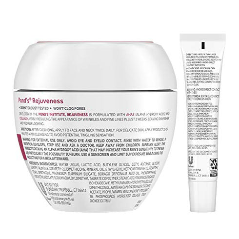 Pond's Anti-Wrinkle Cream and Eye Cream Anti-Aging Face Moisturizer Rejuveness With Vitamin B3 and Retinol Complex, 7 Ounce (Pack of 2)