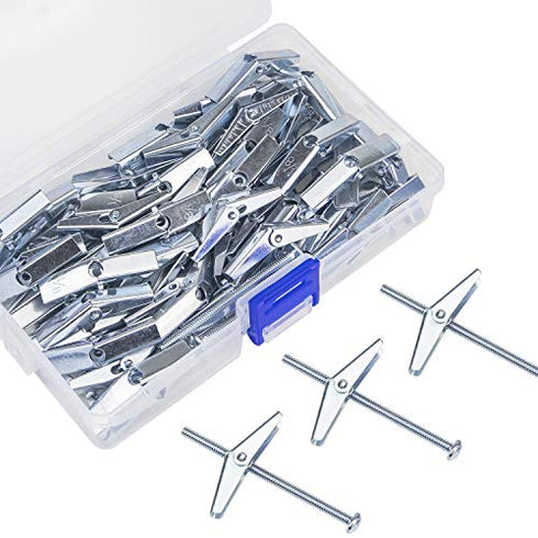 Sutemribor 1/8X2-Inch Toggle Bolt and Wing Nut for Hanging Heavy Items on Drywall, 50 Pack