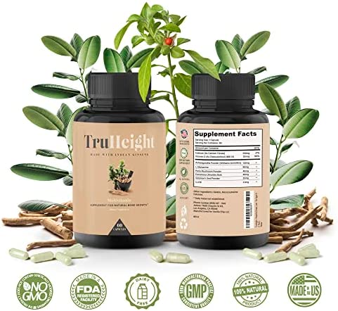 TruHeight Capsules - Height Growth Maximizer - Natural Height Growth for Kids, Teens, & Young Adults - Keto with Ashwaganda & Nanometer Calcium - Peak Height Booster, Height Increase Pills, Ages 10+