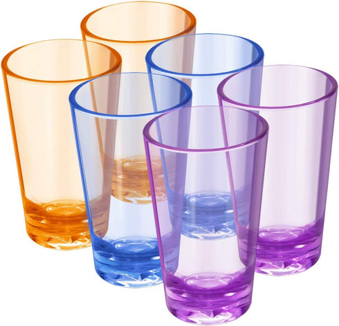 EggFoil Unbreakable Drinking Glasses, 5 Oz Plastic Tumblers Cups set of 6 in 3 Assorted Colors