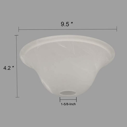 Giluta Floor Lamp Glass Shade Replacement Globe -Fitting Opening 1.625" Modern Alabaster Style Light Fixture Shade, Height: 4.2 inch, Width: 9.5 inch. Lipless