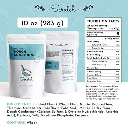 Scratch Premium Dough Conditioner - (10 oz) All Grain Bread Improver For Making Dough - Dough Enhancer for Bread to Improve Texture and Longer Lasting Bread