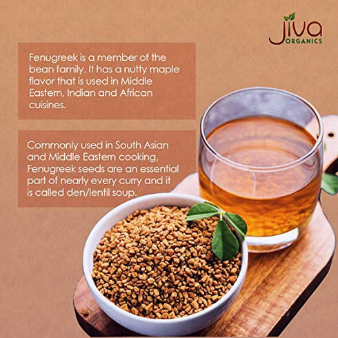 Jiva Organic Fenugreek Seeds 7 Ounce - Non-GMO, Fenugreek Seeds For Hair Growth, Cooking & Sprouting, Methi Seeds For Methi Dana Water, Fenogreco En Semillas, Whole Fenugreek Spice, Helba Seeds