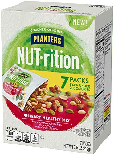 PLANTERS NUT-rition Heart Healthy Mix with Walnuts, 7.5 oz Box (Contains 7 Individual Pouches) - On-the-Go Snack, Work Snack, School Snack and Active Lifestyle Snack - Great Camping Snacks - Kosher