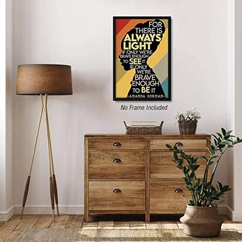 Amanda Gorman Poster Canvas Prints, Poem Amanda Gorman Wall Art The Hill We Climb Poem Poster Inaugural Poem Poster There Is Always Light Art Black History Month Wall Art Decor 16x24 Inch Unframed