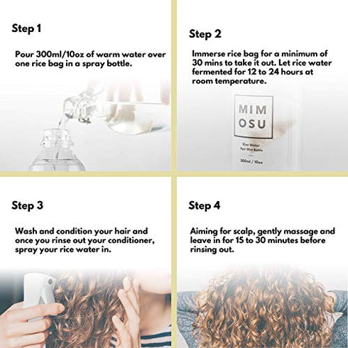 Natural Hair Growth Conditioner DIY Kit fermented Rice Water for Hair Growth Tea Bags with Continuous Spray Bottle Package, Organic Deep Conditioner for Damaged, Dry ,Frizzy Hair, Curly Hair Products