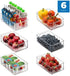 Set of 6 Refrigerator Organizer Clear Plastic Pantry Different Sizes Fridge Storage Bins with Cutout Handles Large BPA- Free Freezer Shelves Container For Kitchen Bathroom Drawers Cabinets
