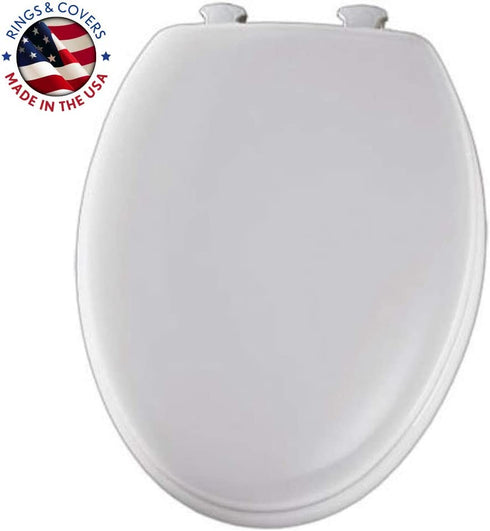 Mayfair Molded Wood Toilet Seat with Easy-Clean & Change Hinges, Elongated, White, 144ECA 000