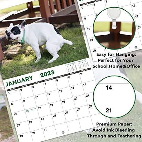 2023 Wall Calendar - Dog Pooping Calendar 2023-2024 from January 2023 - June 2024, Funny Dog Calendar Gag Gifts,11" x 17" (Open), 11" x 8.5"(Closed), Perfect 2023-2023 Calendar for White Elephant Gifts Funny