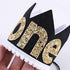WAOUH Mr Onederful Hat for 1st Birthday - First Birthday Decoration for Baby's, Cake Smash Photo Prop, Glitter Crown for Girl or Boy (Black Golden Crown Hat)