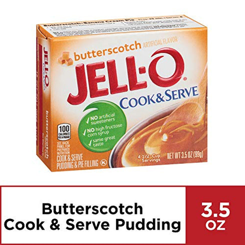 JELL-O Butterscotch Cook & Serve Pudding & Pie Filling Mix,3.5 oz Boxes (Pack of 3)