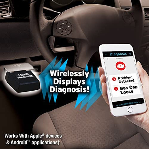 Ontel Micro Mechanic | ODB2 Portable Check Engine Car Code Reader Diagnostic Tool Scanner| Bluetooth Wireless, Compatible for iOS & Android, As Seen on TV