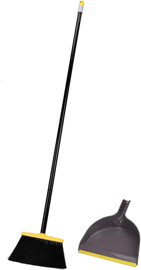 Broom and Dustpan Set,Indoor Broom with Dust pan Combo Set for Home,Angle Kitchen Broom for Floor Sweeping