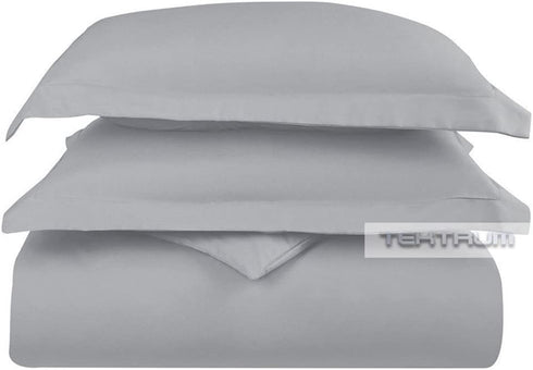 Tektrum 3 Piece 3pc Duvet Cover Set with Button Enclosure - 1800 Supreme Collection Super Soft Hotel Luxury Top Quality Durable 100 GSM Brushed Microfiber, Wrinkle & Fade Resistant - Grey, Queen Size