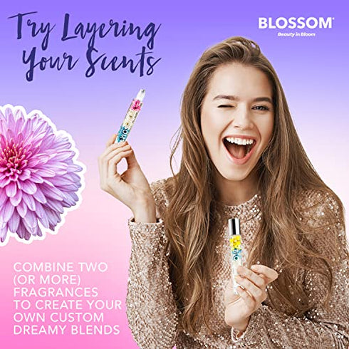 Blossom Roll on Rollerball Perfume Oil with Natural Ingredients + Essential Oils, Infused with Real Flowers, Made in USA, 0.20 fl. oz./5.9 ml, Classic Coconut Nectar