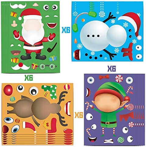 Christmas Stickers for Kids Christmas Party Favors for Kids Christmas Gifts for Kids Christmas Sticker Sheets Kids Classroom Rewards Christmas DIY Stickers for 24 Players