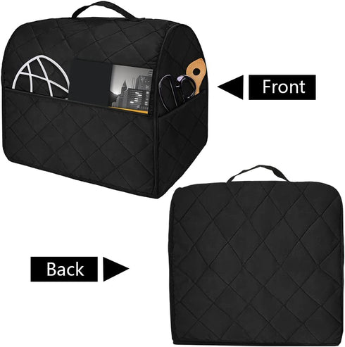 Augot Stand Mixer Cover with Handle Waterproof Mixer Covers for Kitchen, Mixer Dust Cover with Pocket for Extra Accessories, Black Blender Coffee Machine Protective Dust Covers for Mixer 4.5 & 5 Quart