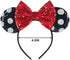 2 Pcs Mouse Ears Bow Headbands, Shiny Sequin Bow Headbands Classic Red Mouse Ears Headbands for Adult Women Girls