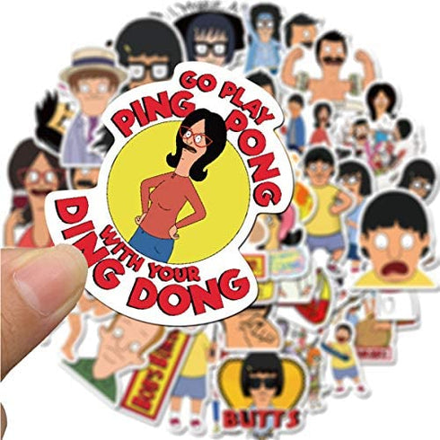 Cute Cartoon Bob's Burgers Stickers (50 PCS) Funny Stickers for Teens, Girls, Adults,Kids - Stickers for Waterbottles,Laptop,Phone,Hydro Flask - Waterproof Vinyl Sticker (Bob's Burgers)
