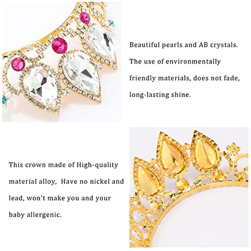 Tiaras for Girls KICOSY Birthday Rapunzel Crown Pearl Rhinestone Tiara Handband Women Princess Crowns for Kids Weeding Flower Girls Cosplay Halloween Performance Costumes Hair Accessories