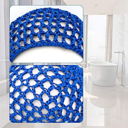 AUEAR, Mesh Crochet Hair Net Thick Short Hair Net Snoods Cover Women Hairnet for Sleeping (3 Pack, Blue)