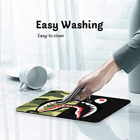 Gaming Mouse Pad Shark Green Camo, Game Computer Mousepad for Laptop and Desktop, Cute Funny Mouse Mat for Kid and Office Gift