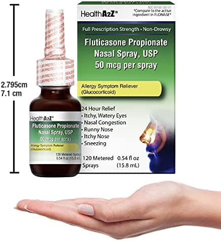 HealthA2Z Fluticasone Propionate Nasal Sprays, 24 Hour Allergy Relief,120 Sprays, 0.54 fl oz