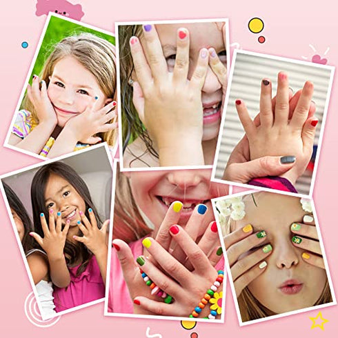 TOMICCA Kids Nail Polish, Non-Toxic Peel-Off Nail Polish Set for Girls, Natural Safe Quick Dry Water Based Nail Polish Gifts Toys Kit for Girls Toddlers Kids Age 3-12