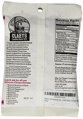 Claey's, Old Fashioned Hard Candy Wild Cherry, 6 Ounce Bag