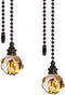 Crystal Ceiling Fan Pull Chains Hanging Amber Point Pendants Prism Pack Of 2
