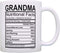 Mothers Day Gifts for Grandma Nutritional Facts Label Funny Gifts for Grandma Gag Gift Coffee Mug Tea Cup White