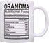 Mothers Day Gifts for Grandma Nutritional Facts Label Funny Gifts for Grandma Gag Gift Coffee Mug Tea Cup White