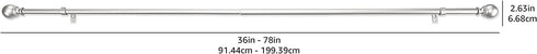 Amazon Basics 1-Inch Curtain Rod with Round Finials - 1-Pack, 36 to 72 Inch, Nickel