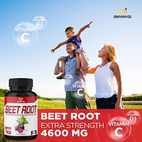 Beet Root Capsules - 4600mg Herbal Equivalent - 11in1 Powerful Blend of Olive Leaf, Garlic, Turmeric - Supports Healthy Blood Pressure, Digestive, Immune System - 3 Months Supply