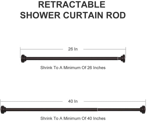 Ausemku Shower Curtain Rod Tension - 26-40 Inch Never Rust Non-Slip Spring Tension Curtain Rod No Drilling Stainless Steel Curtain Rod Use Bathroom Kitchen?Brown?