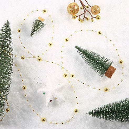 Pangda 65.6 Feet Christmas Tree Beads Garland Plastic Pearl Strands Chain for Christmas Wedding Decoration (Gold)