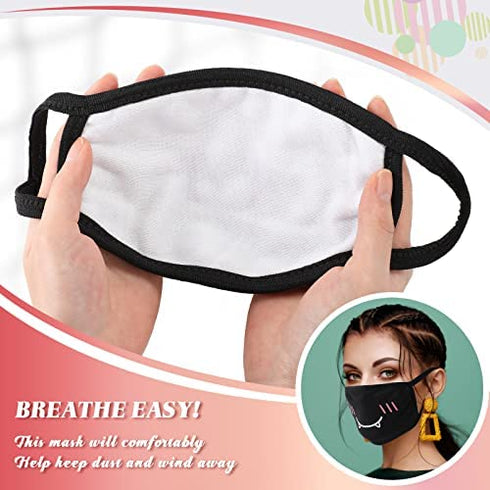 10 Pieces Kawaii Mask Anime Face Mouth Mask Cute Mouth Covering Reusable Washable Mouth Mask for Women Girls Kids, Black and White