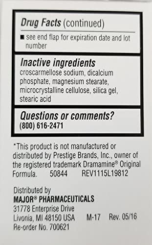 Driminate Generic for Dramamine Motion Sickness 50 mg Anti Nausea 100 ct (2 Pack)