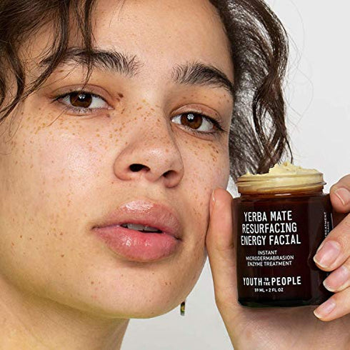 Youth To The People Yerba Mate Resurfacing Energy Facial - Microdermabrasion Facial Exfoliator for Smooth, Soft Skin - Vegan Exfoliating Face Scrub with Papaya Enzyme, Caffeine, Micro-Exfoliants (2oz)