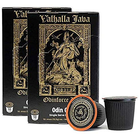 Death Wish Coffee Vahalla Java Single Serve Pods - The World's Strongest Coffee - Medium Roast Coffee Pods - Made with USDA Certified Organic Fair Trade Arabica and Robusta Beans (20 Count)