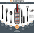 Portable Travel Utensils Set, Travel Camping Cutlery Set, Reusable Stainless Steel Flatware Set with Case for Office School Picnic (Black)