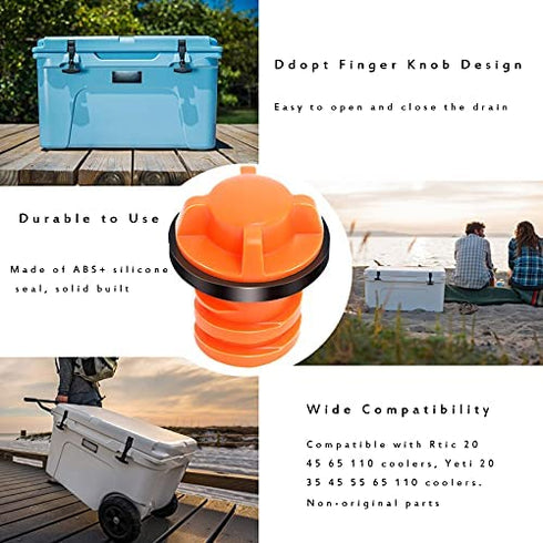 Poweka Cooler Drain Plugs Replacement Compatible with Yeti/Rtic 20 35 45 65 110 Cooler,Small Drain Plugs with Leak-Proof Design