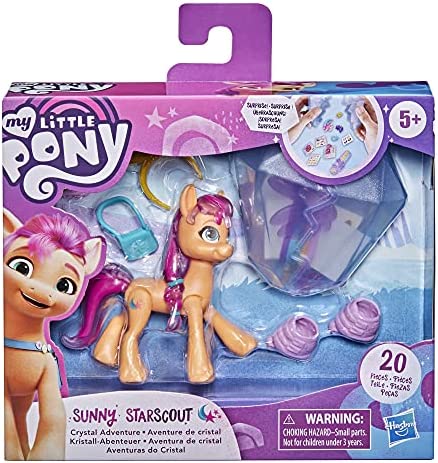 My Little Pony: A New Generation Movie Crystal Adventure Sunny Starscout - 3-Inch Orange Pony Toy, Surprise Accessories, Bracelet (Accessory Colors May Vary)