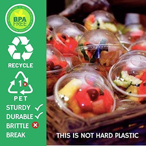 9 oz Clear Plastic Cups with Lids - 25 Sets Dessert Cups with Dome Lids (NO HOLE), Crystal PET Parfait Cups with Lids, Disposable Party Cups for Fruit/Ice Cream/Cupcake/Iced Cold Drinks