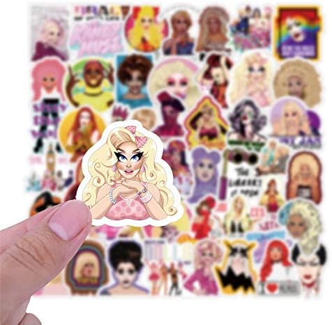 50Pcs RuPaul's Drag Race Stickers Tv Show Stickers Pack, Drag Funny Aesthetic Vinyl Waterproof Stickers for Water Bottles,Laptop,Skateboard,Phone,Computer,Bumper,Car Decals ?Gift for Adults LGBTQ…