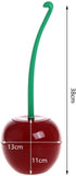 Creative Toilet Brush with Holder Bowl&Long Handle, Household Bathroom Cleaning Tool Cleaner and Base for Storage&Organization, Thick Bristle for Deep Clean-Rust Resistant Leakproof-Red Cherry Shape